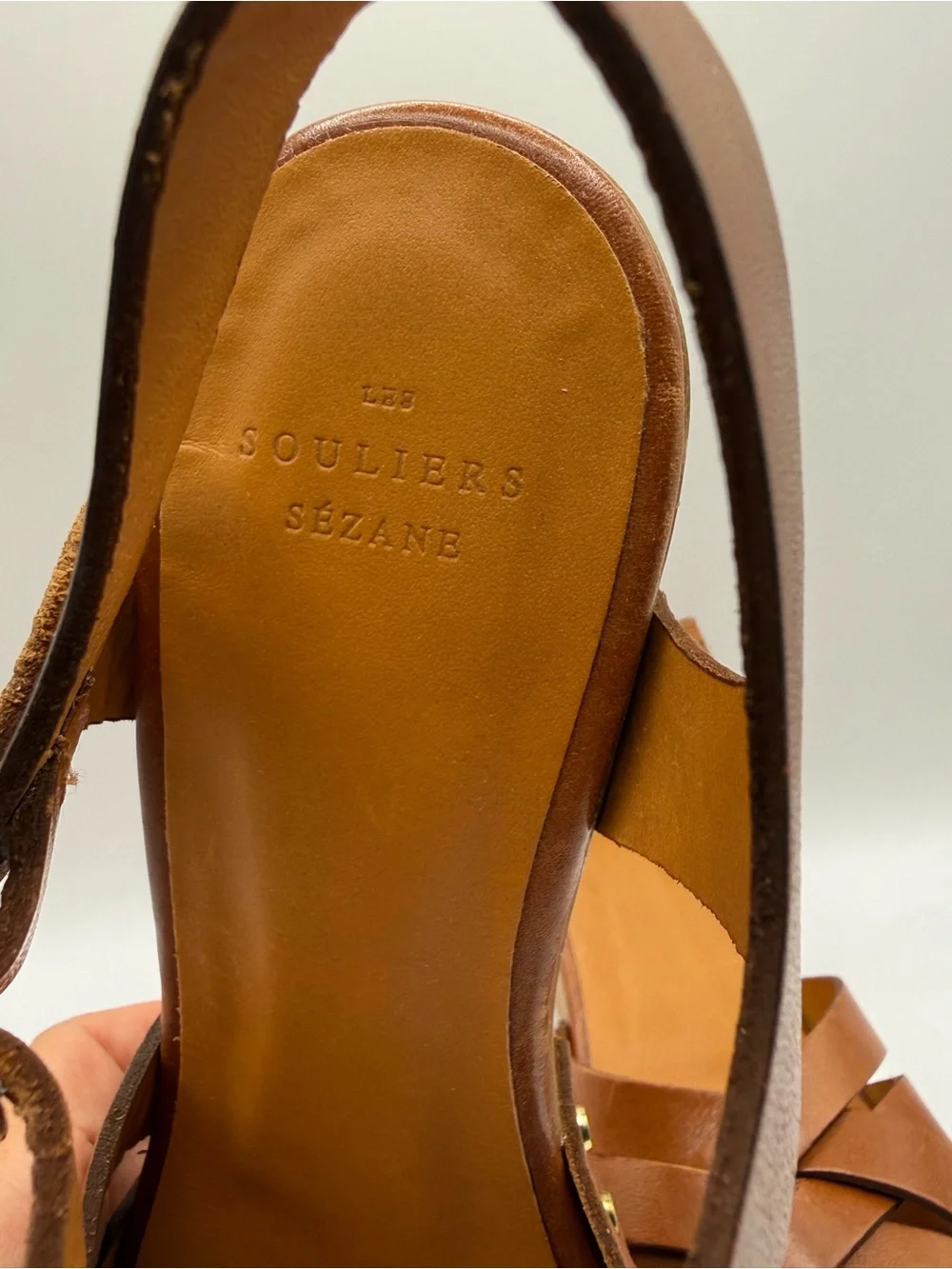 Sézane Isabelle Clogs Smooth Camel Leather Wooden Platform Sandals Brown 39 Shoe